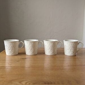 Mikasa English Countryside White Mugs - Set of 4 (3 EUC, 1 with Star Crack)